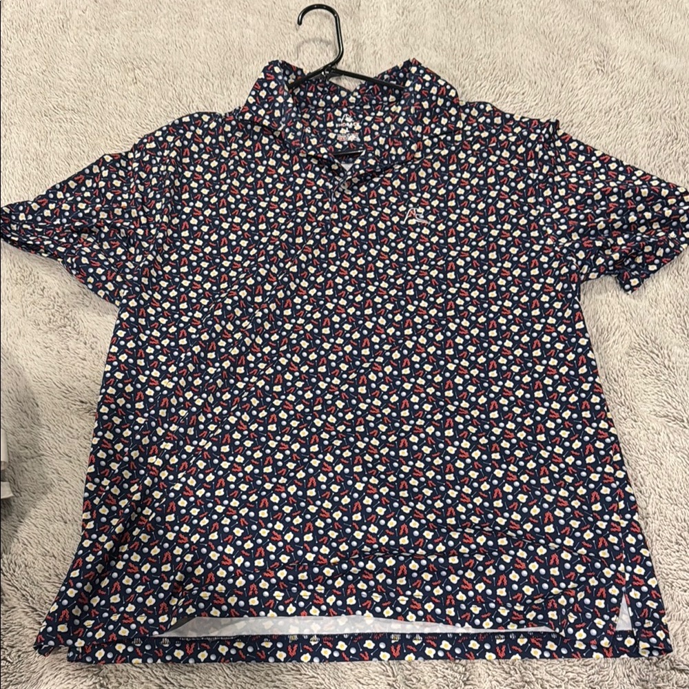 Rhoback Blue and Red Polo Shirt with Classic Collar